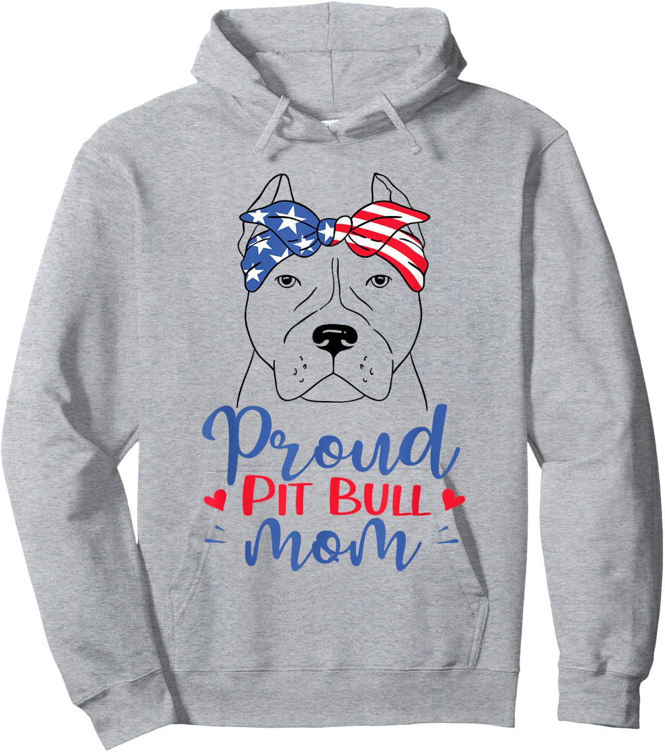 Pitbull Mom Patriotic American Flag July 4th Ladies Pit Bull Hoodie - Hoodie | Ash