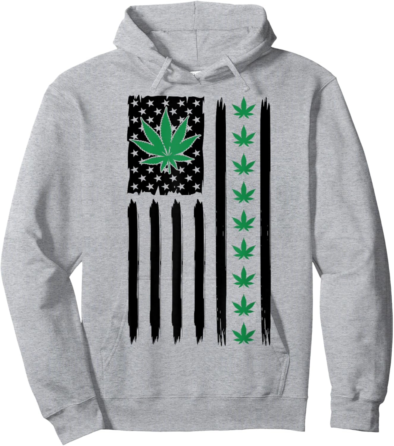 USA Flag Marijuana Leaf Funny US Pot Weed Hippie Marijuana Hoodie - Hoodie | Ash