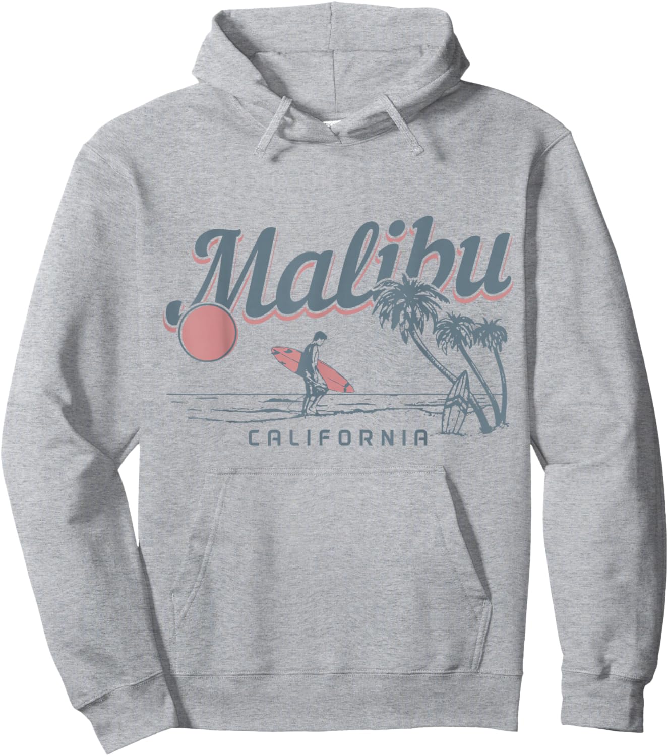 Malibu Beach California Surf Vintage Souvenir Surfing Surfer Hoodie - Hoodie | Ash