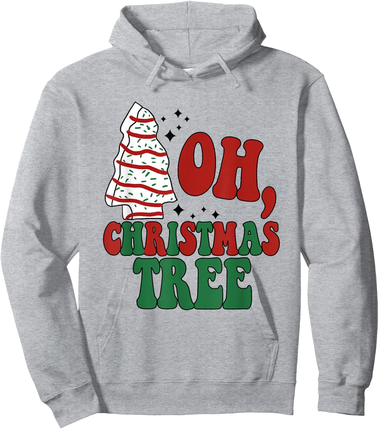 Oh Christmas Tree Cakes Debbie Becky Jen Groovy Retro Pajama Hoodie - Hoodie | Ash