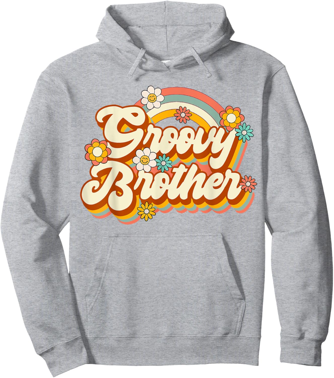 Retro Groovy Brother Family Birthday 60s 70s Hippie Costume Hoodie - Hoodie | Ash