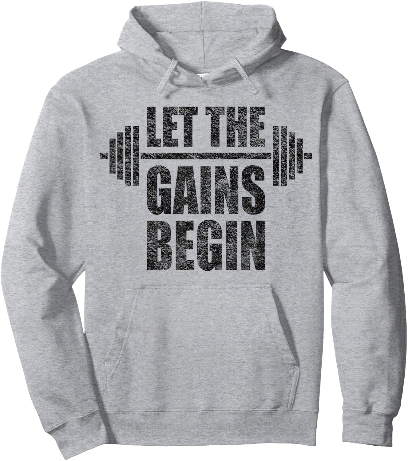 Let the Gains Begin Barbell Weight Lifting Workout Gym Hoodie - Hoodie | Ash