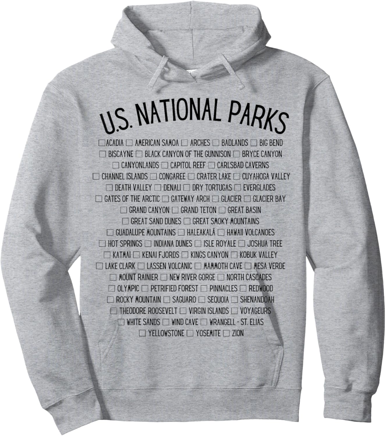 American National Parks Checklist - US National Parks Family Hoodie - Hoodie | Ash