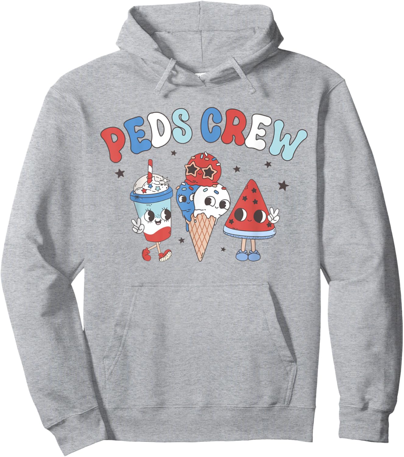 Retro PEDS Crew 4th Of July Popsicle Pediatric Nurse Women Hoodie - Hoodie | Ash