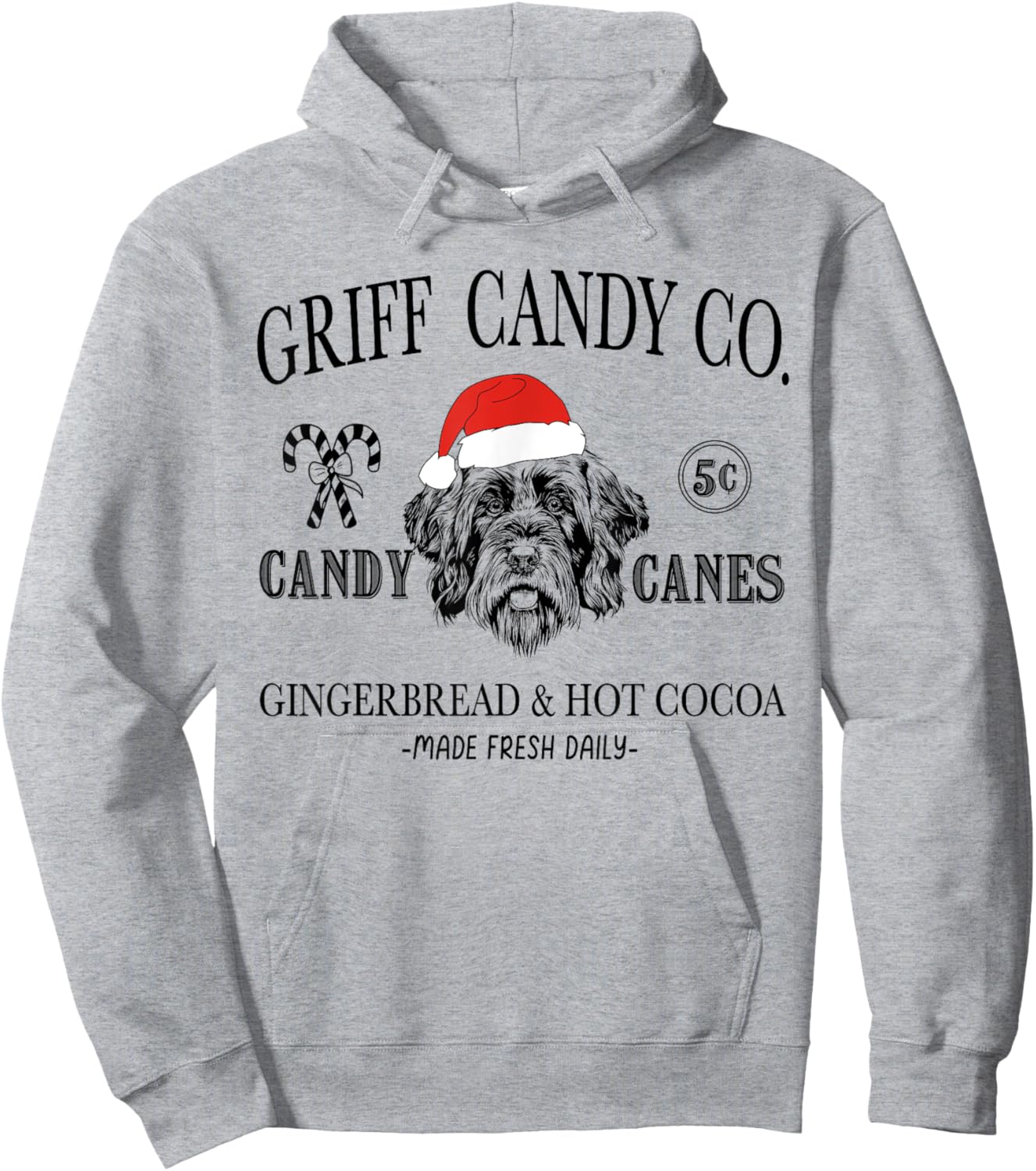 Funny Santa Wirehaired Pointing Griffon Christmas Vintage Hoodie - Hoodie | Ash