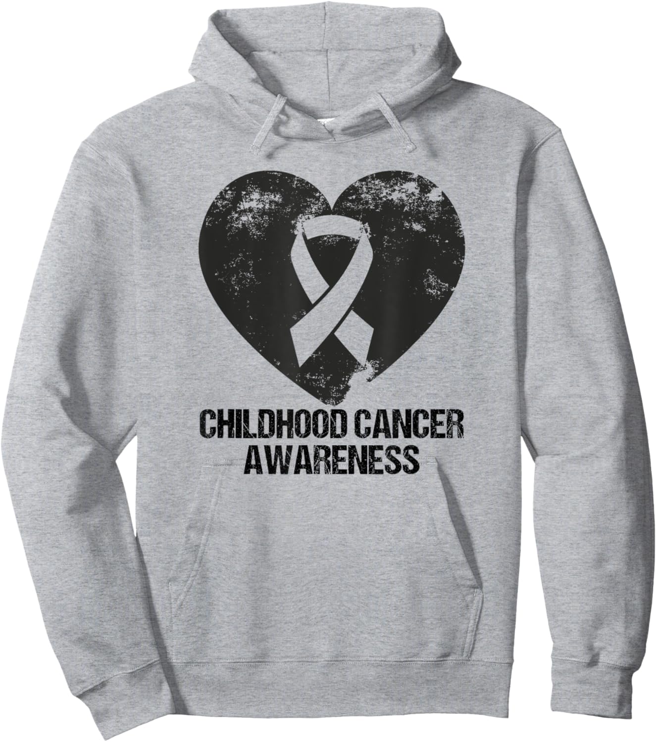 Vintage Childhood Cancer Awareness, cute Yellow heart Ribbon Hoodie - Hoodie | Ash