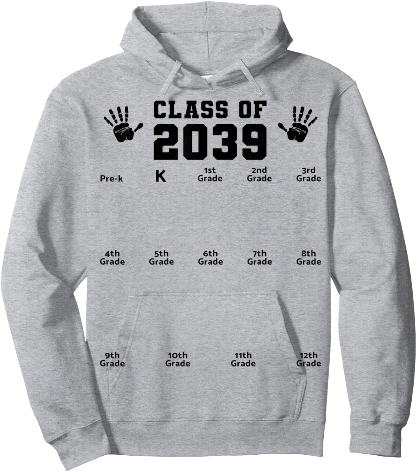 Class of 2039 Handprint Shirt Grow with Me Pre-k Graduation Hoodie - Hoodie | Ash