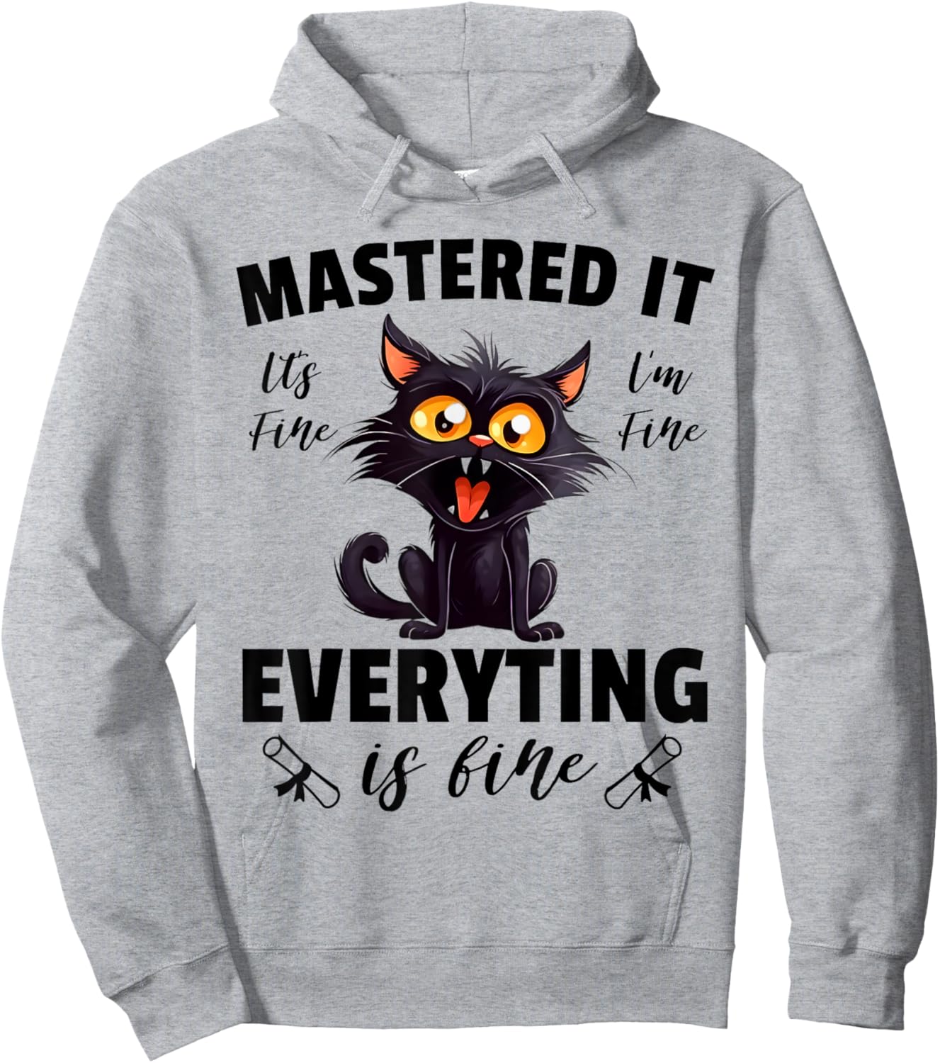 Cat Im Fine Mastered It Funny Master Degree Graduation 2024 Men Women Kids Hoodie - Hoodie | Ash
