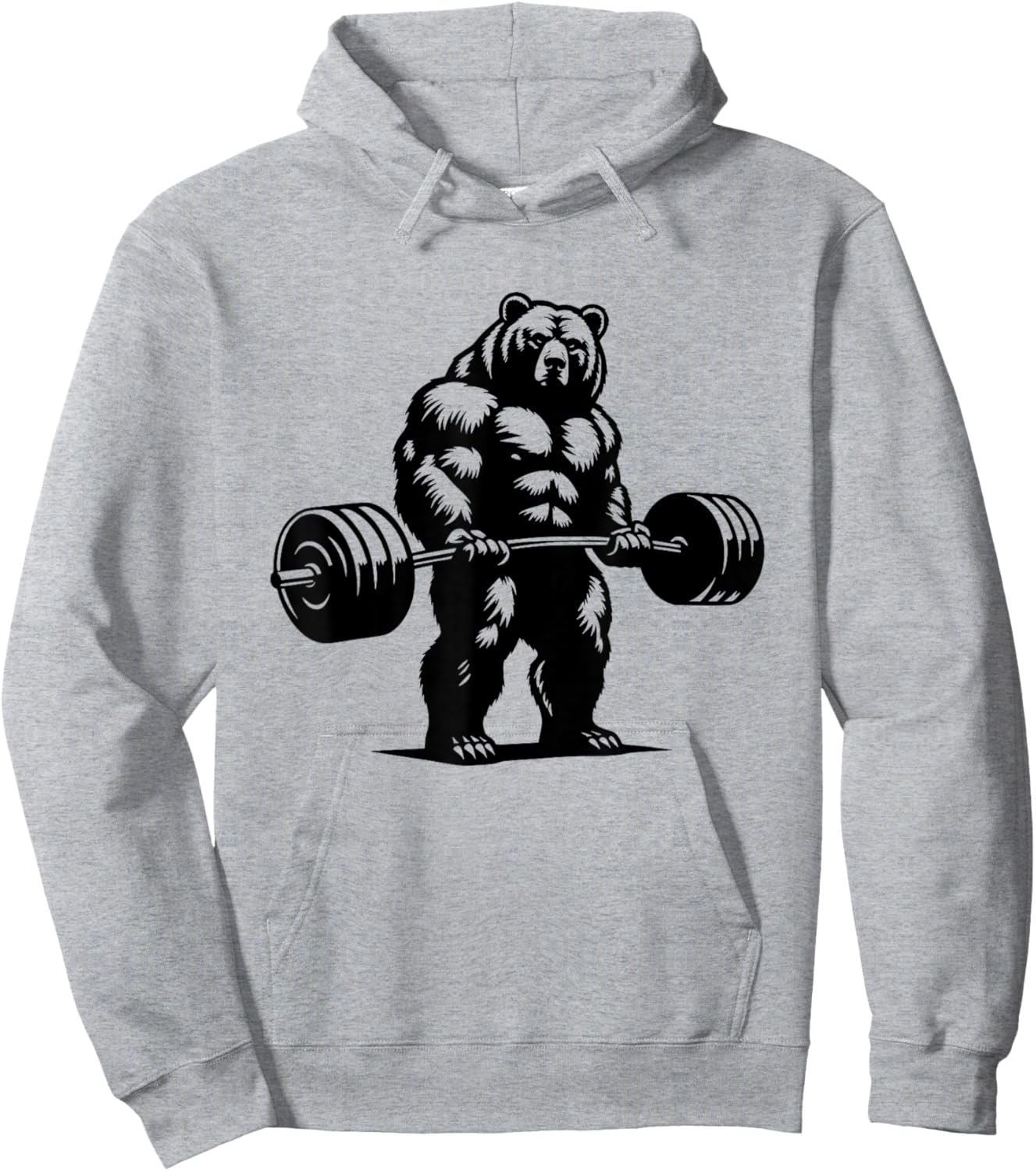 Grizzly Bear Bodybuilder Lifting Graphic Design Hoodie - Hoodie | Ash