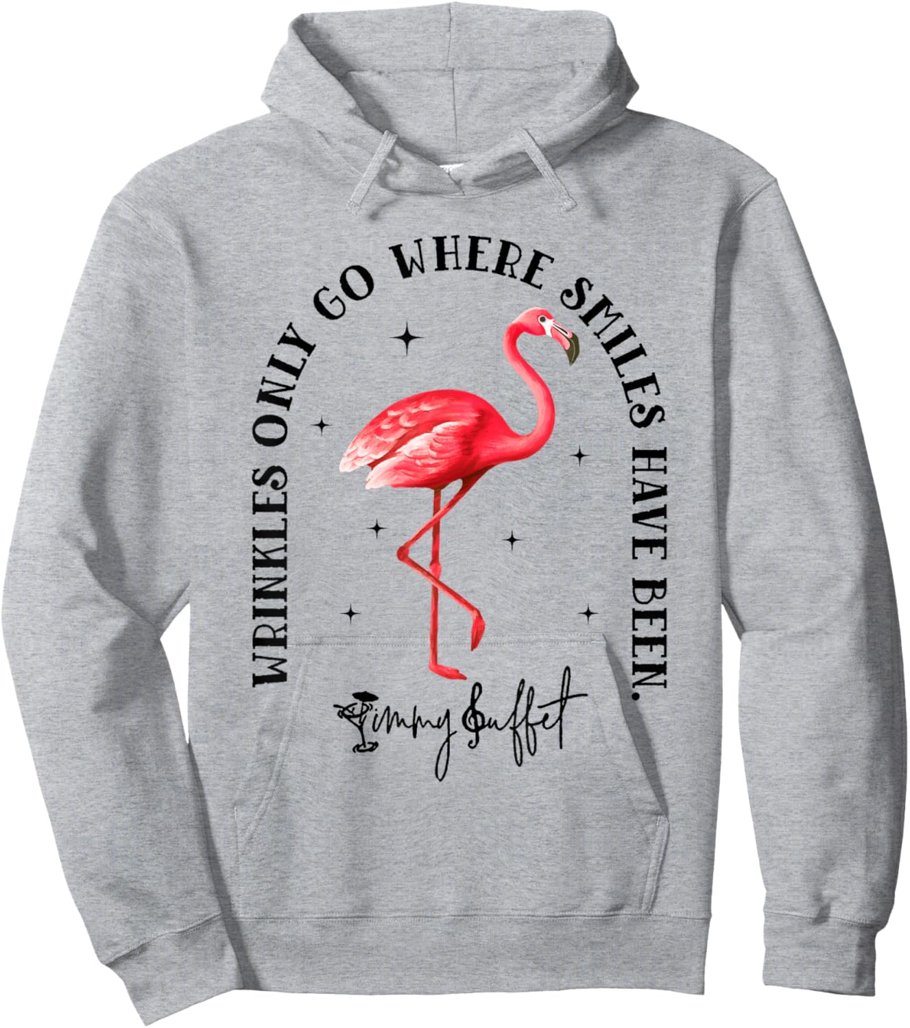 Wrinkles Only Go Where Smiles Have Been Flamingo Hoodie - Hoodie | Ash