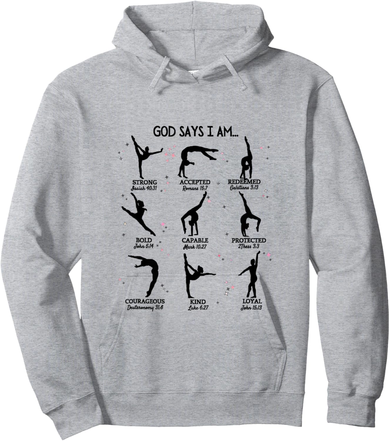 Gymnastics God Says I Am Bible Verse Gymnast Christian Jesus Hoodie - Hoodie | Ash