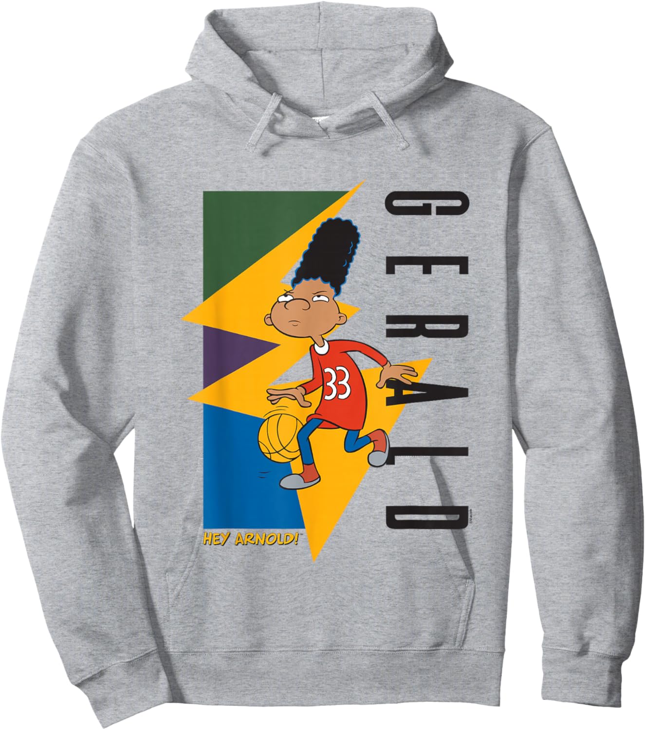 Hey Arnold! Iconic Gerald Playing 90's Vibe Big Chest Poster Hoodie - Hoodie | Ash
