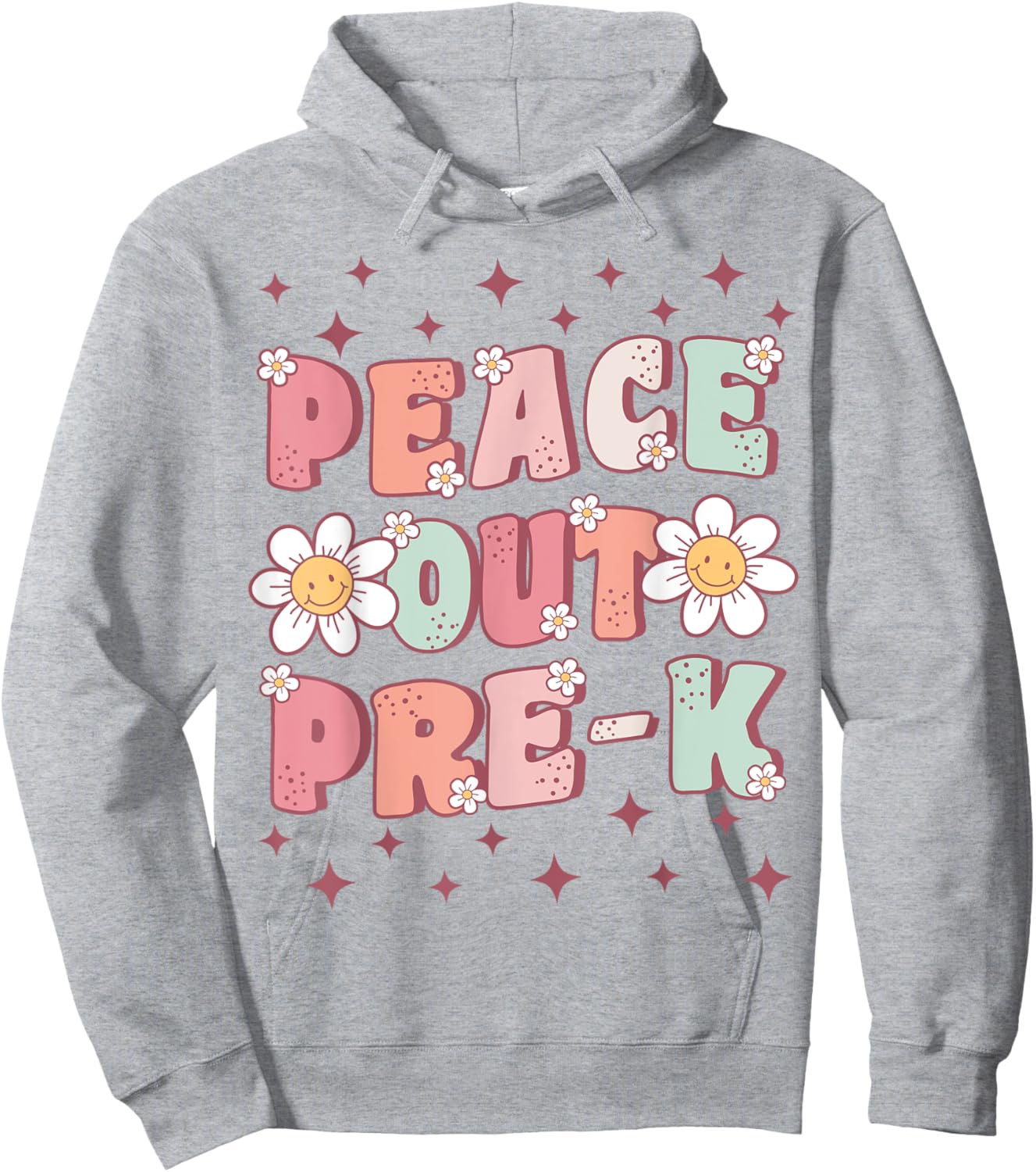 Peace Out Pre-K Cute Groovy Last Day of Preschool Graduation Hoodie - Hoodie | Ash
