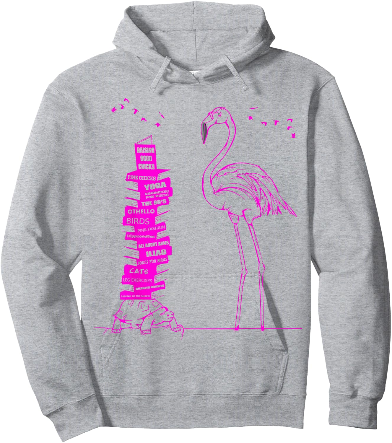 Pink Flamingo Read Books Hoodie - Hoodie | Ash