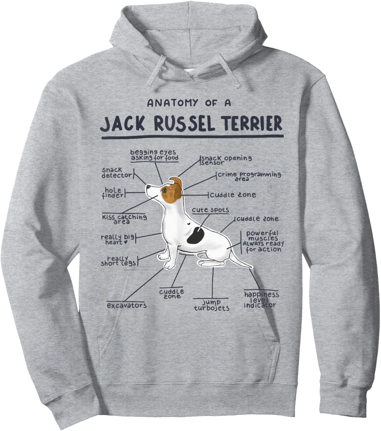 Anatomy of a Jack Russell Terrier Hoodie - Hoodie | Ash