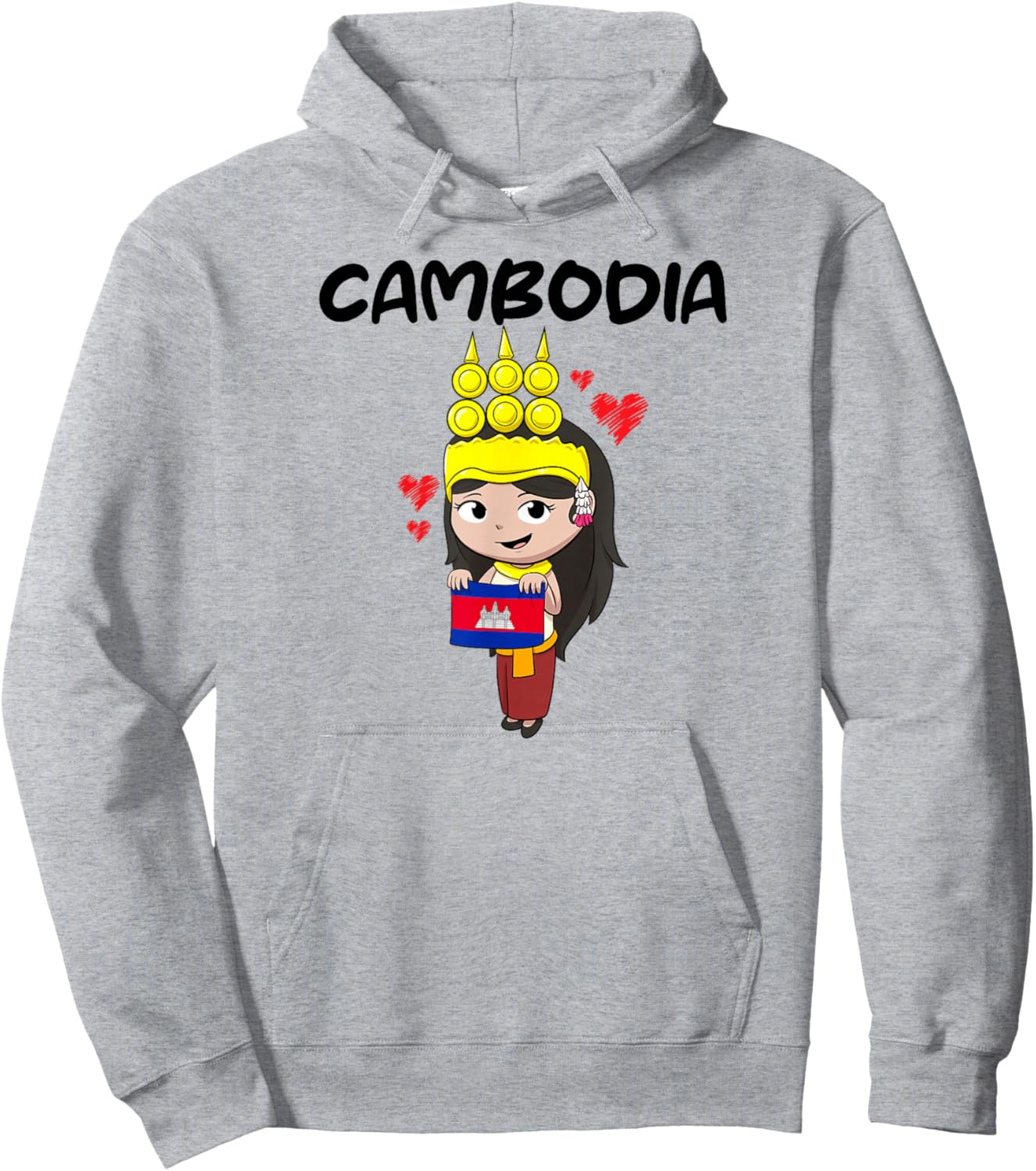 Cambodia Cambodian Khmer Apsara Traditional Dance Flag Hoodie - Hoodie | Ash