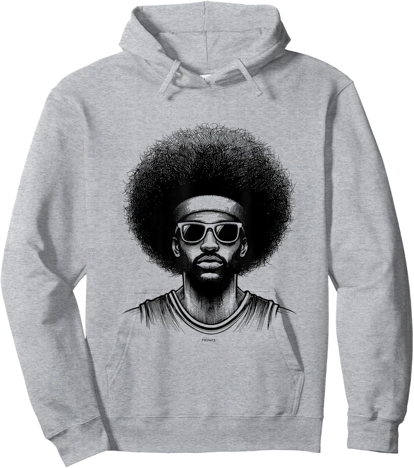 Big Afro Ad Anthony with Sunglasses and Headband Basketball Hoodie - Hoodie | Ash
