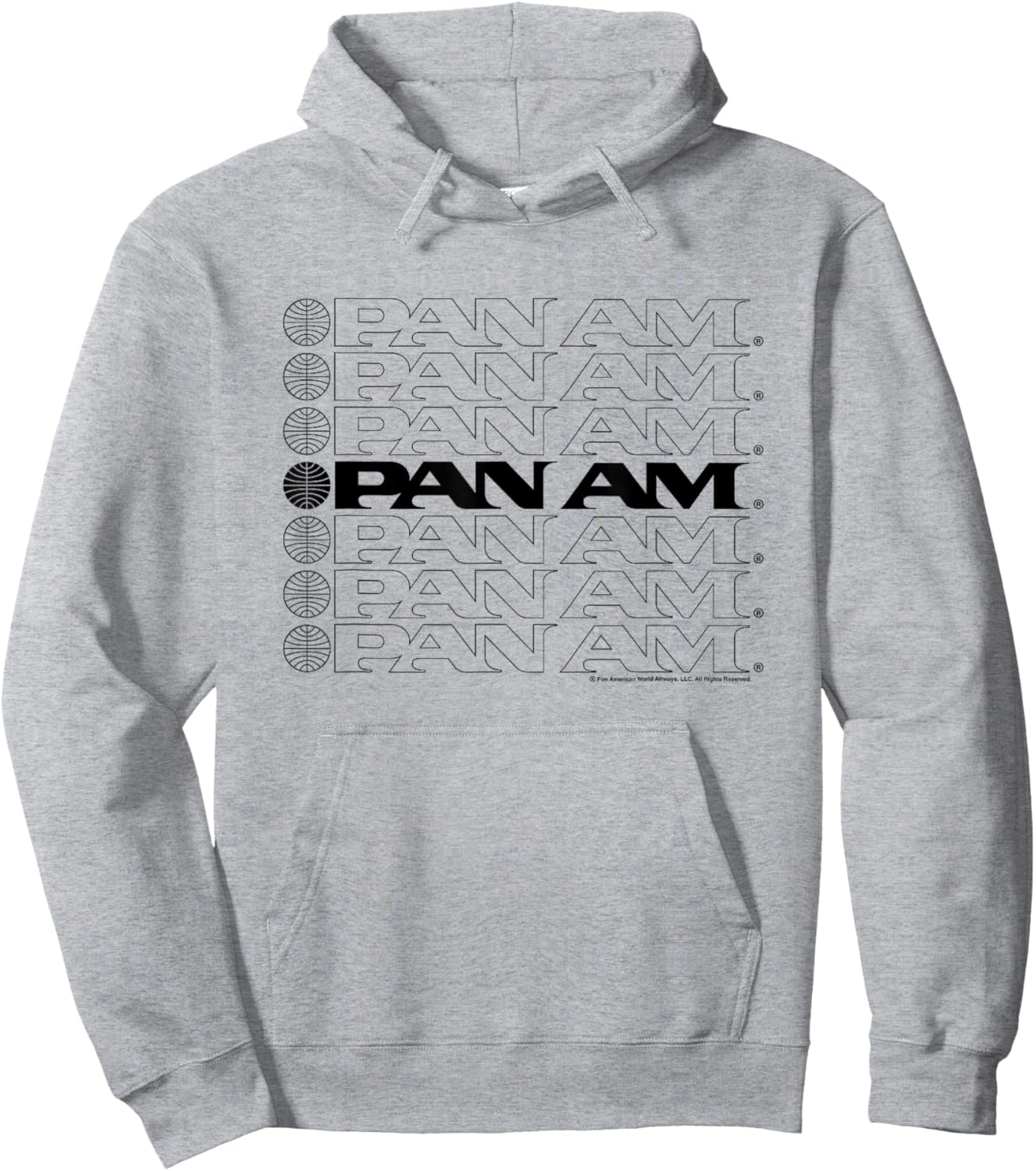Pan Am Text Logo Cascade Hoodie - Hoodie | Ash