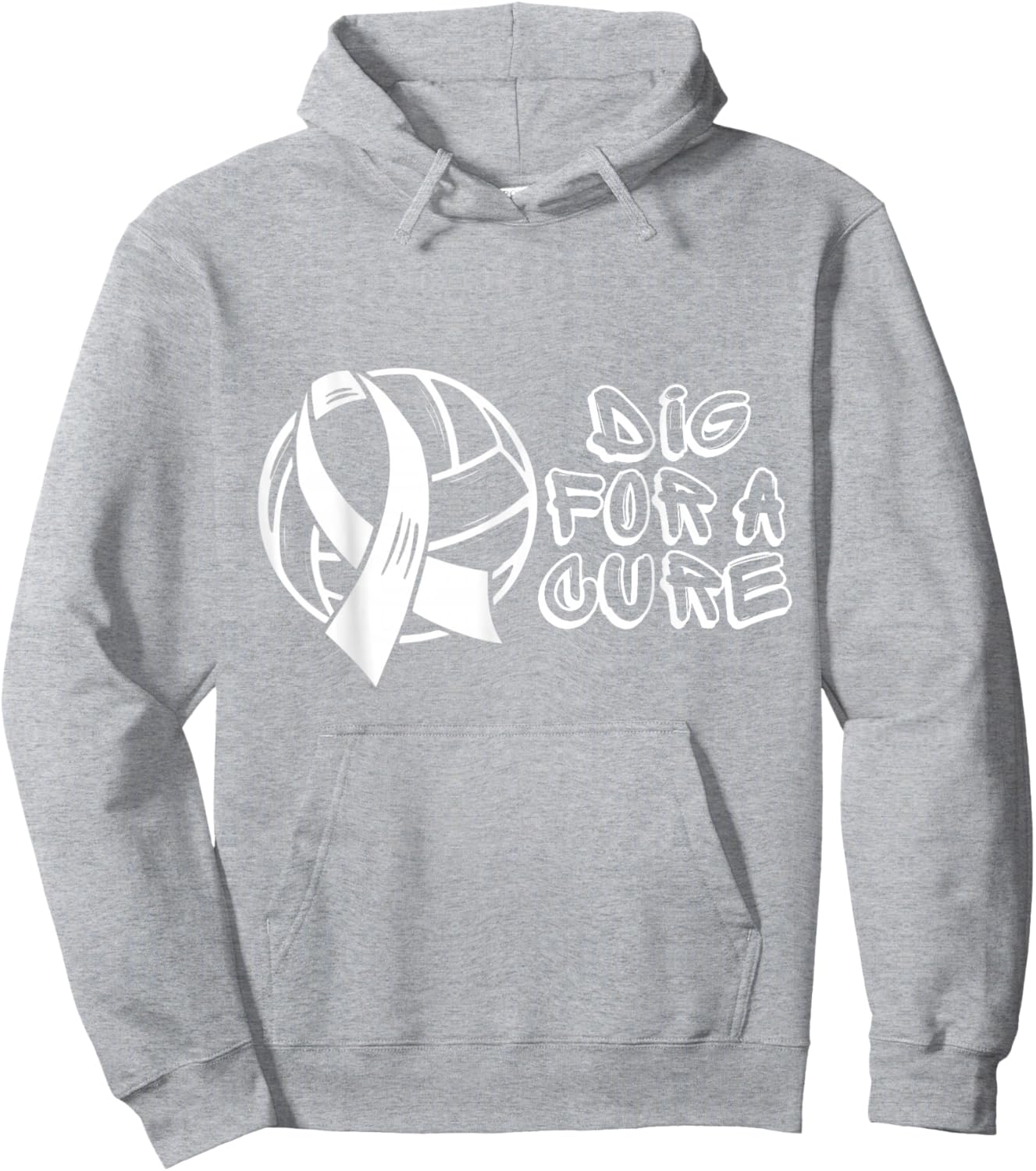 Dig For A Cure Volleyball Breast Cancer Awareness Pink Hoodie - Hoodie | Ash