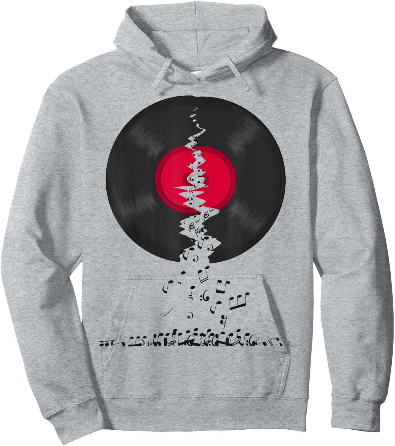 Broken Vinyl Lp Music Record Spilling Notes Hoodie - Hoodie | Ash