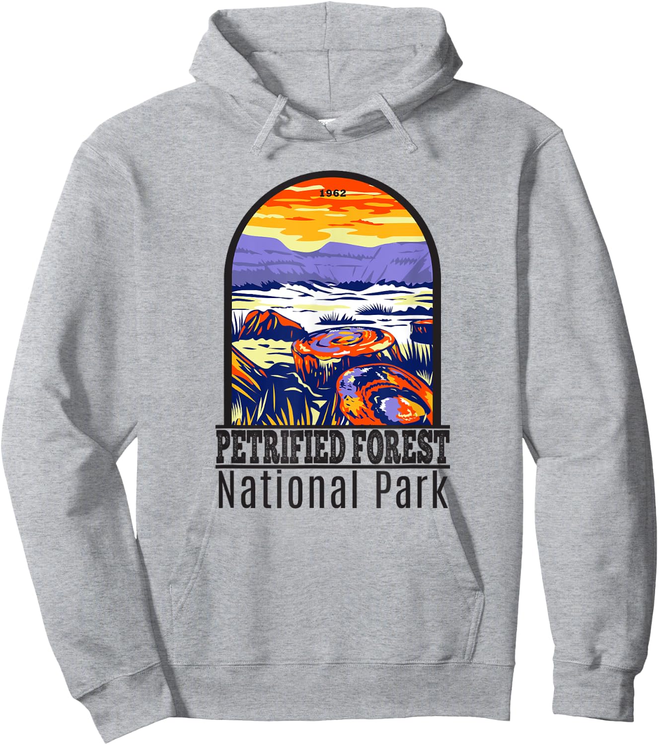 Totally Wild Designs Petrified Forest National Park Retro , Grey, Small, Classic Fit, Short Sleeve, , -Adult Hoodie - Hoodie | Ash
