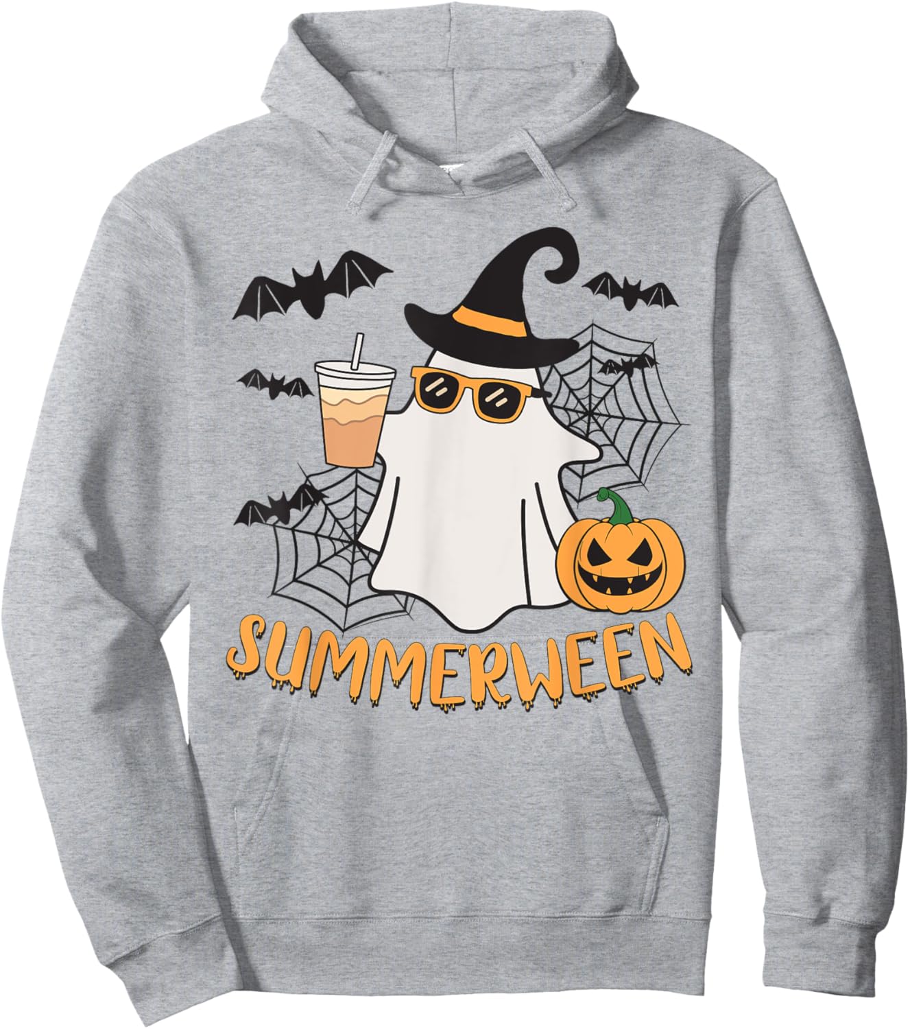 Summerween Vibes Ghost Pumpkin Spooky Beach Summer Halloween Men Women Kids Hoodie - Hoodie | Ash