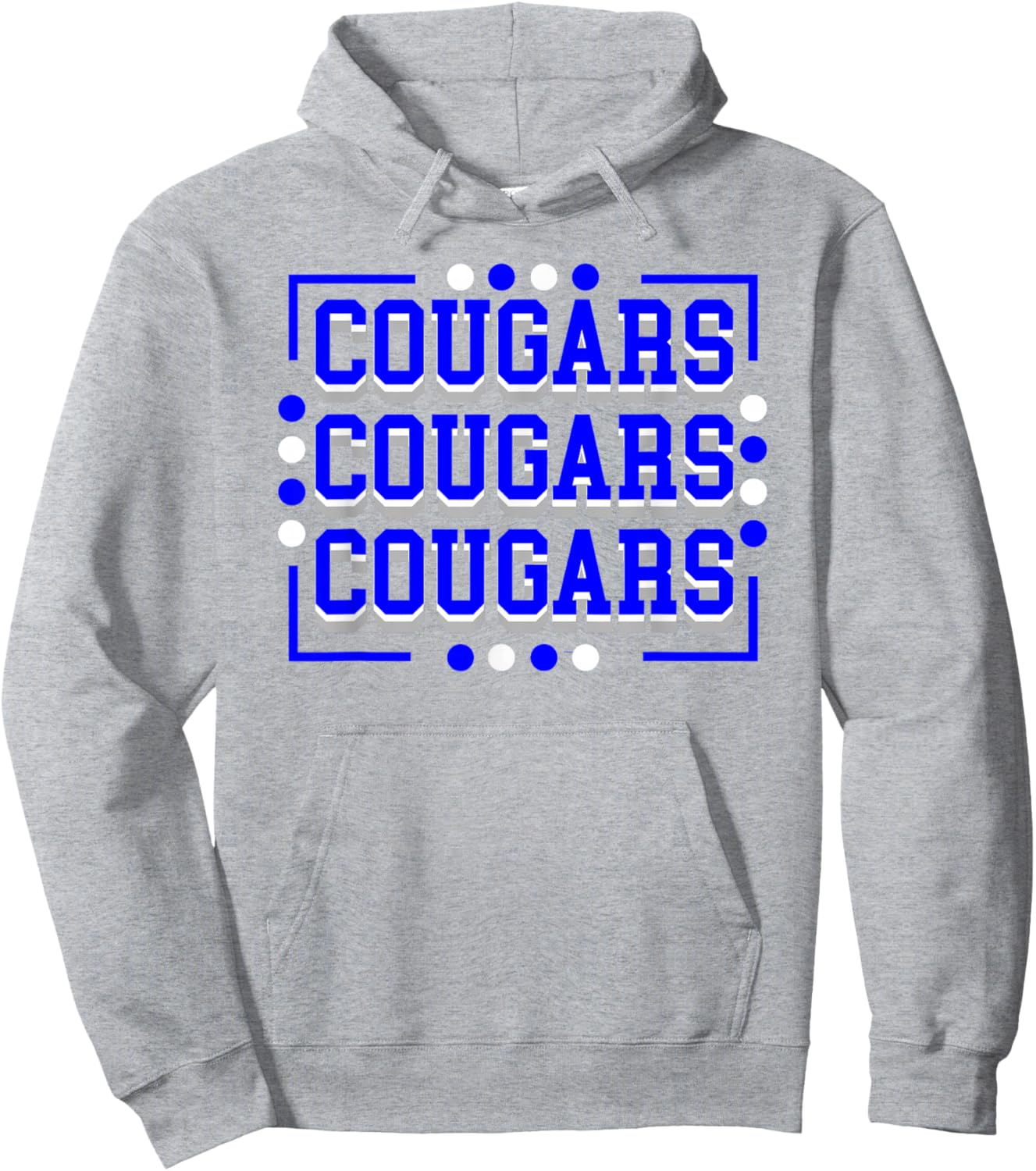 Cougars Mascot School Spirit Blue White Hoodie - Hoodie | Ash