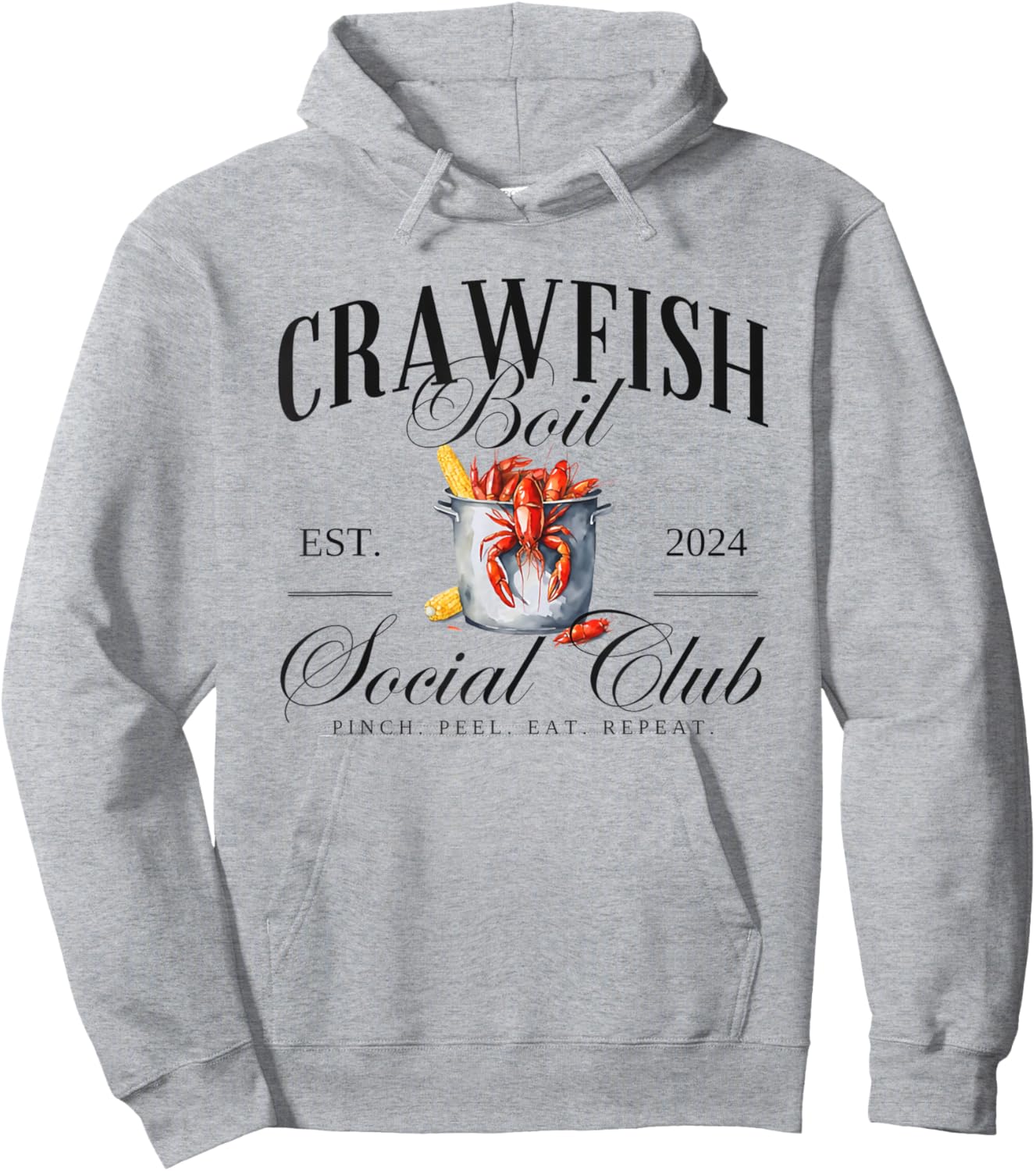 Vintage Crawfish Boil Social Club Pinch Peel Eat Repeat Hoodie - Hoodie | Ash