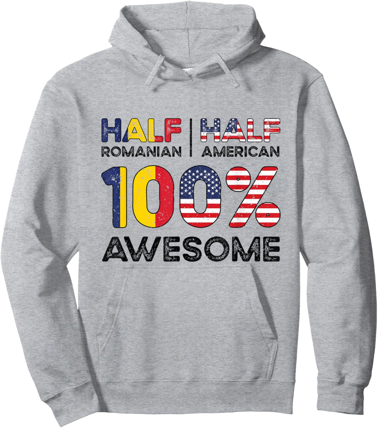 Romanian American Patriot USA Grown Romania US Flag Hoodie - Hoodie | Ash