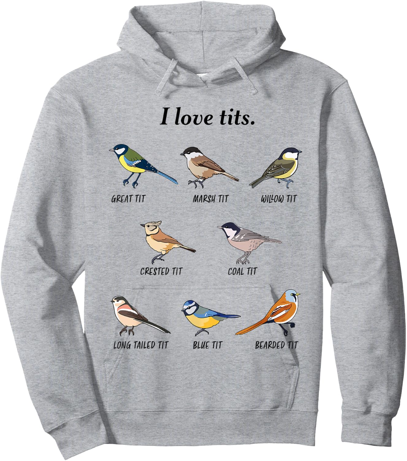 I love tits birdwatching bird lover Gift Hoodie - Hoodie | Ash