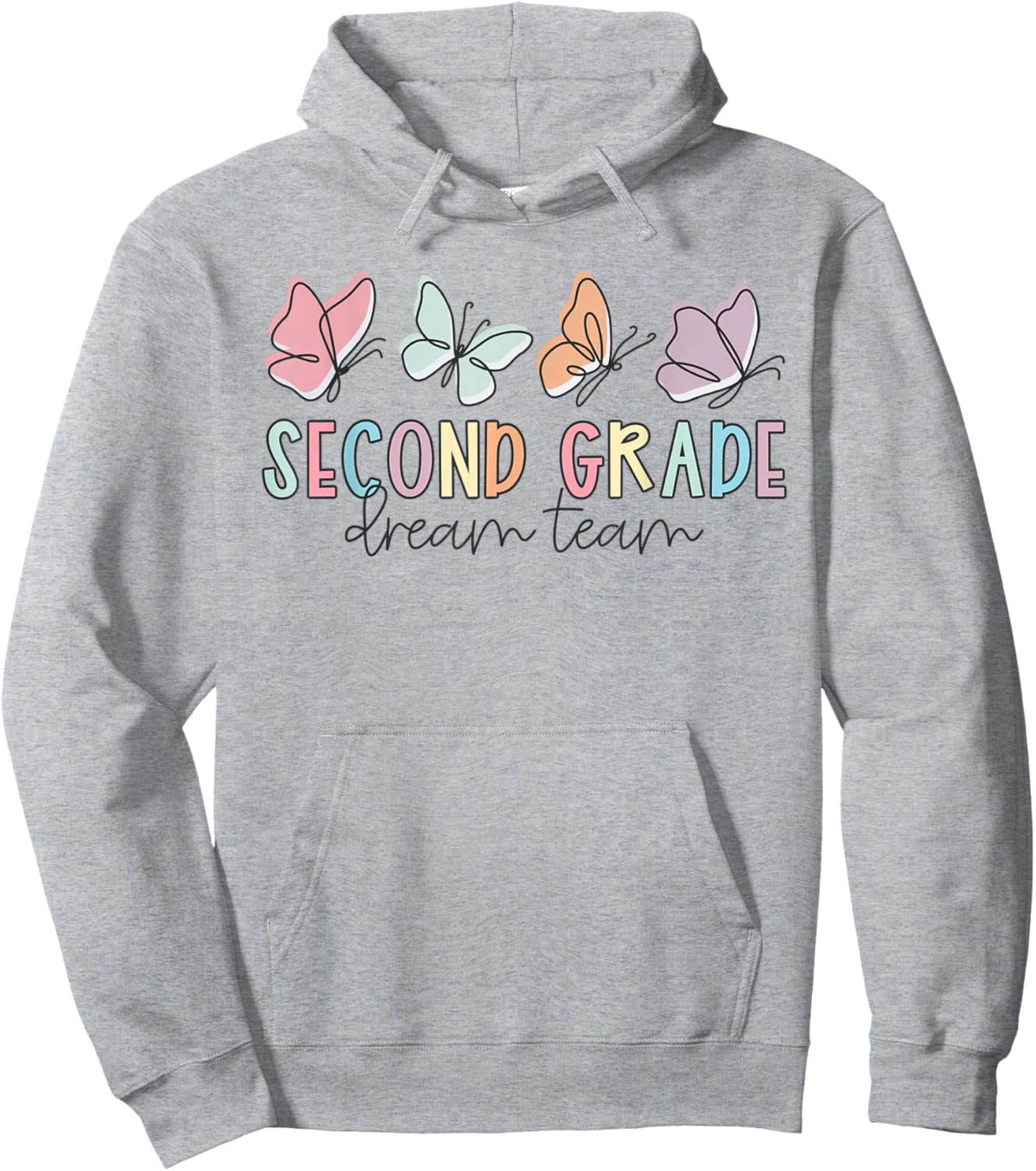 Second Grade Dream Team Butterfly Elementary Back to School Hoodie - Hoodie | Ash
