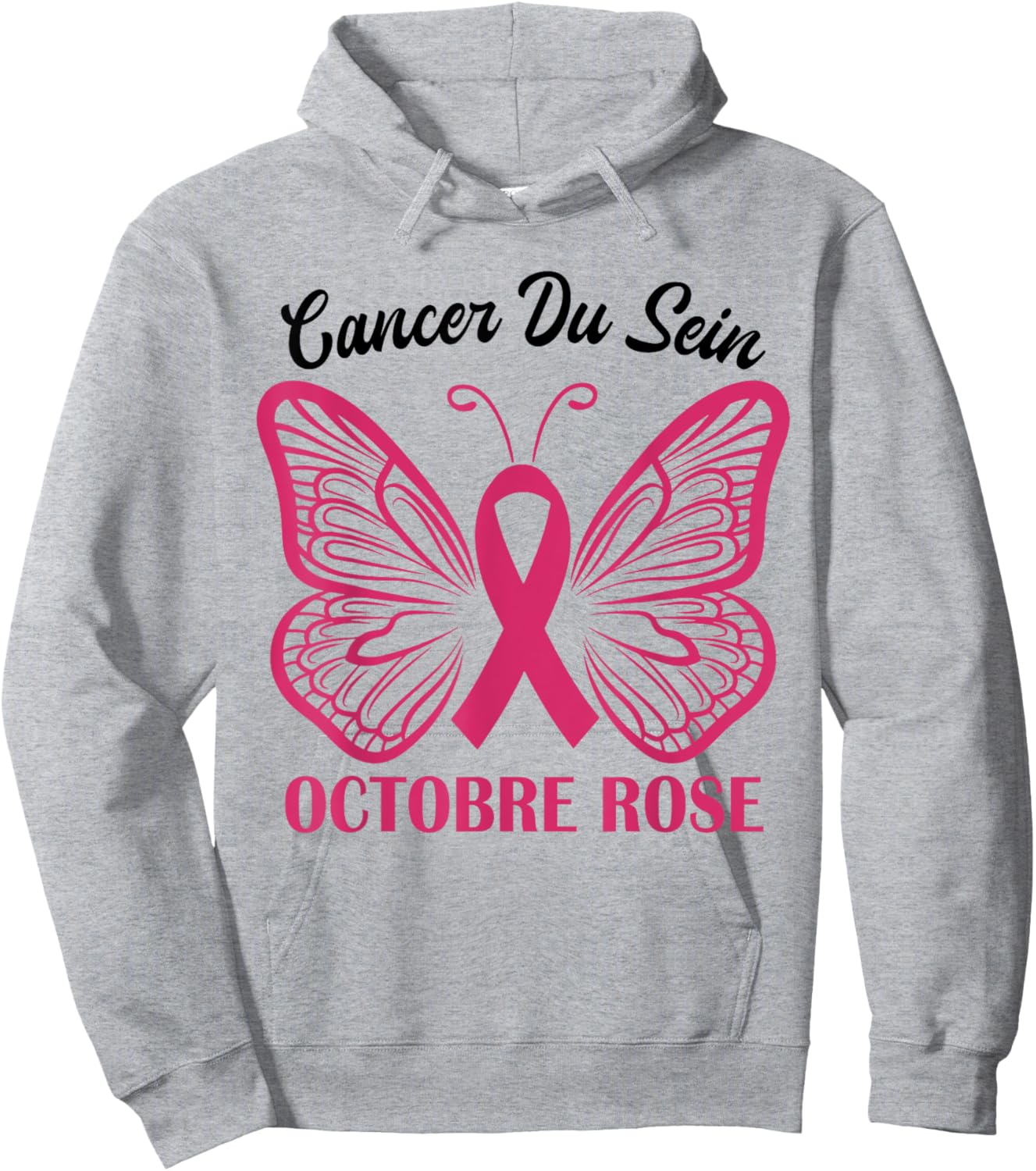 Octobre Rose Sensibilisation Au Cancer Du Sein Butterfly Pink Hoodie - Hoodie | Ash