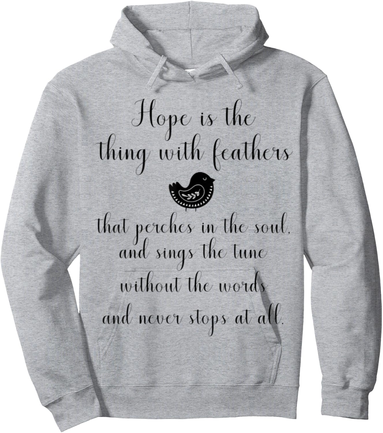 Emily Dickinson Hope is The Thing With Feathers Bird Poetry Hoodie - Hoodie | Ash