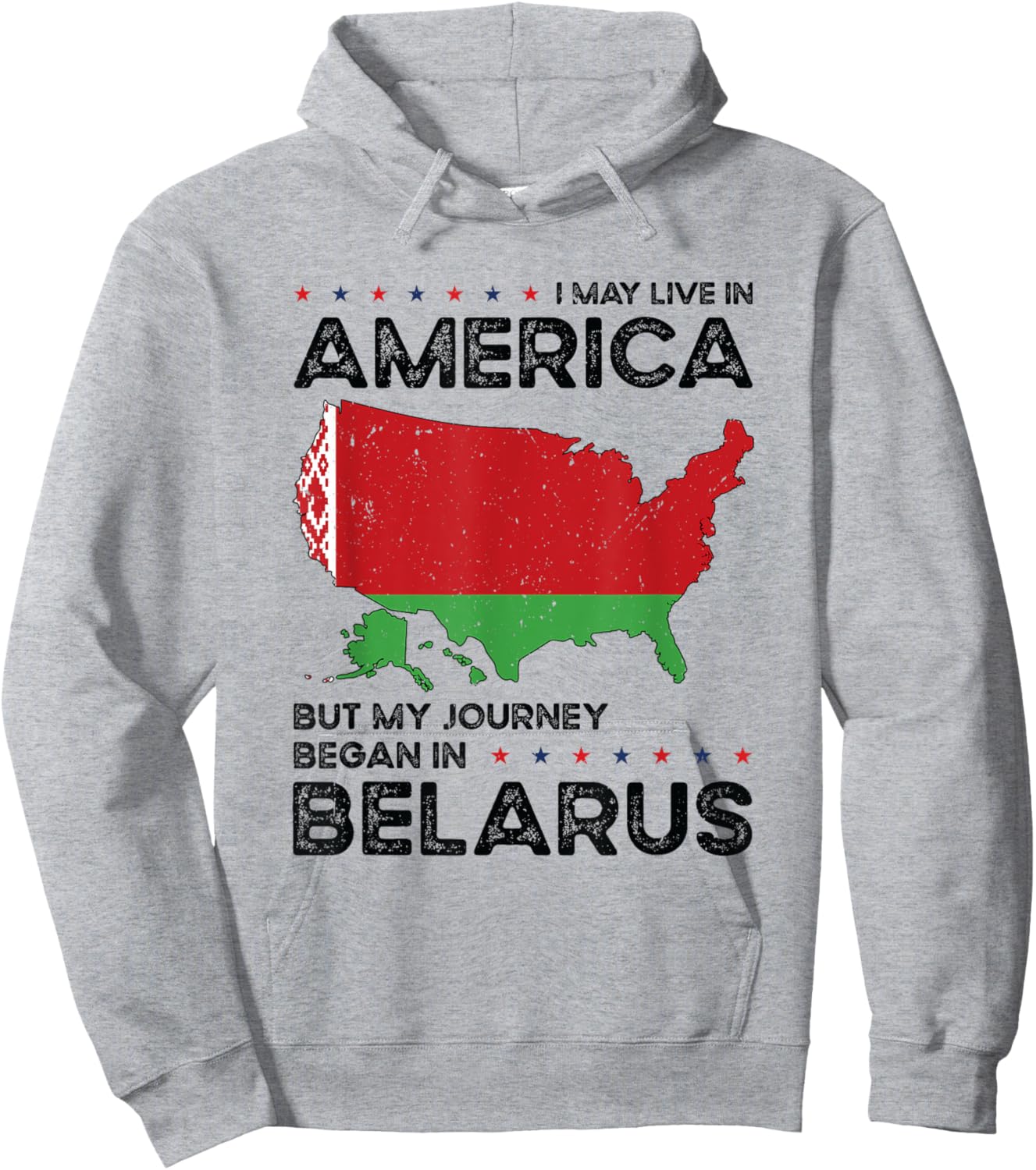 Belarusian American Patriot USA Grown Belarus US Flag Hoodie - Hoodie | Ash