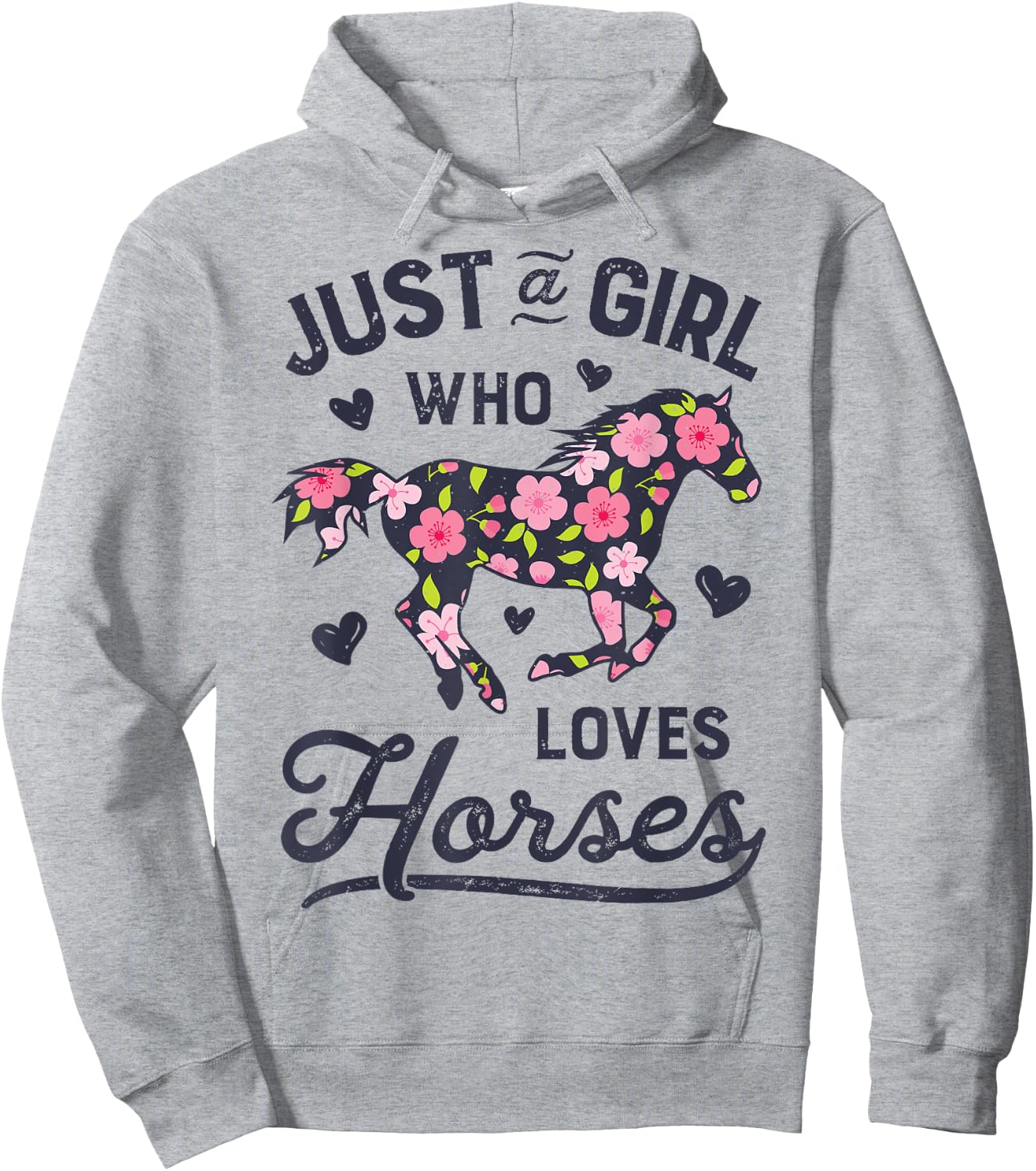 Horse Just a Girl Who Loves Horseback Riding Farm Flower Hoodie - Hoodie | Ash