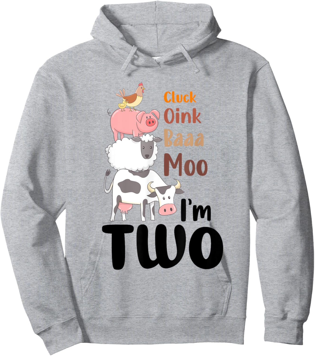 Oink Baa Moo Im 2 Birthday Two Year Old Farm Theme 2nd Bday Hoodie - Hoodie | Ash