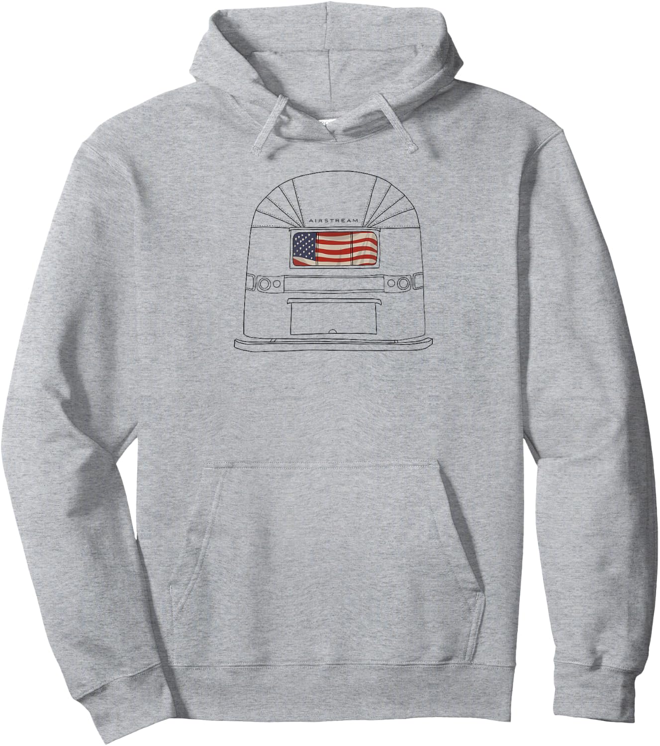 Retro 60s Airstream USA Patriotic Flag Wanderlust Hoodie - Hoodie | Ash