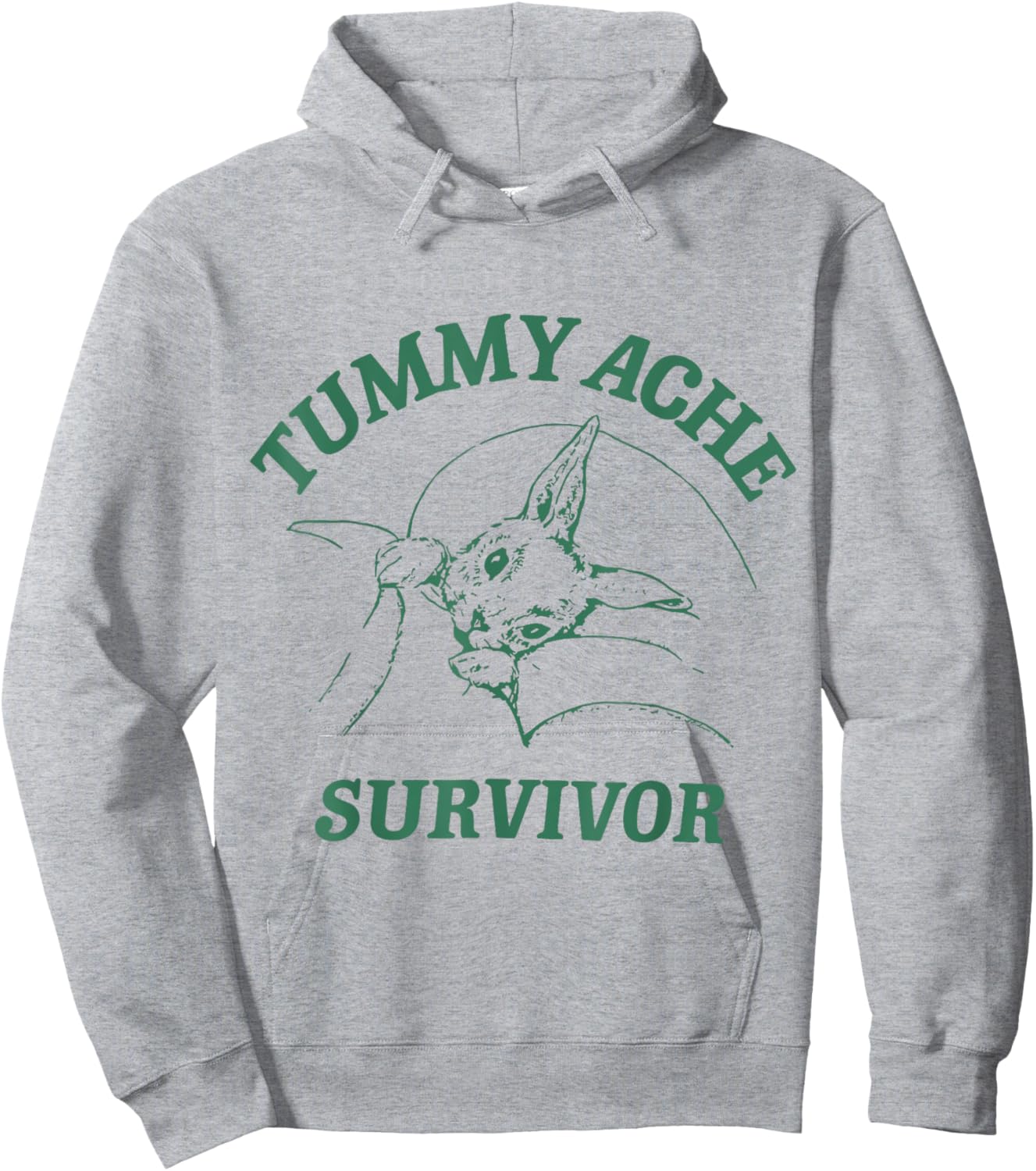 Tummy Ache Survivor Funny Rabbit Meme Bunny Lover Hoodie - Hoodie | Ash