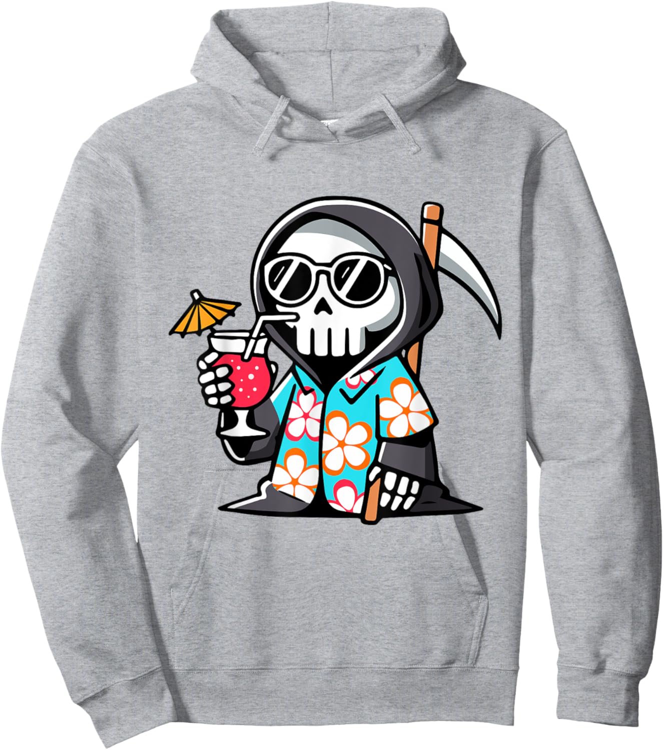 Funny Grim Reaper Hawaiian Summerween Summer Halloween Hoodie - Hoodie | Ash