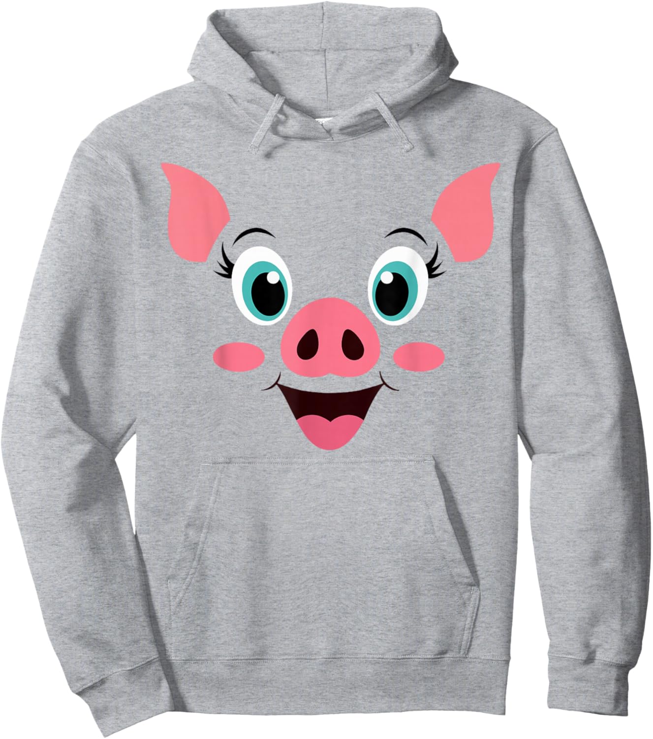 Pig Costume Cute Rubber Pig Face Halloween Men Women Kids Hoodie - Hoodie | Ash