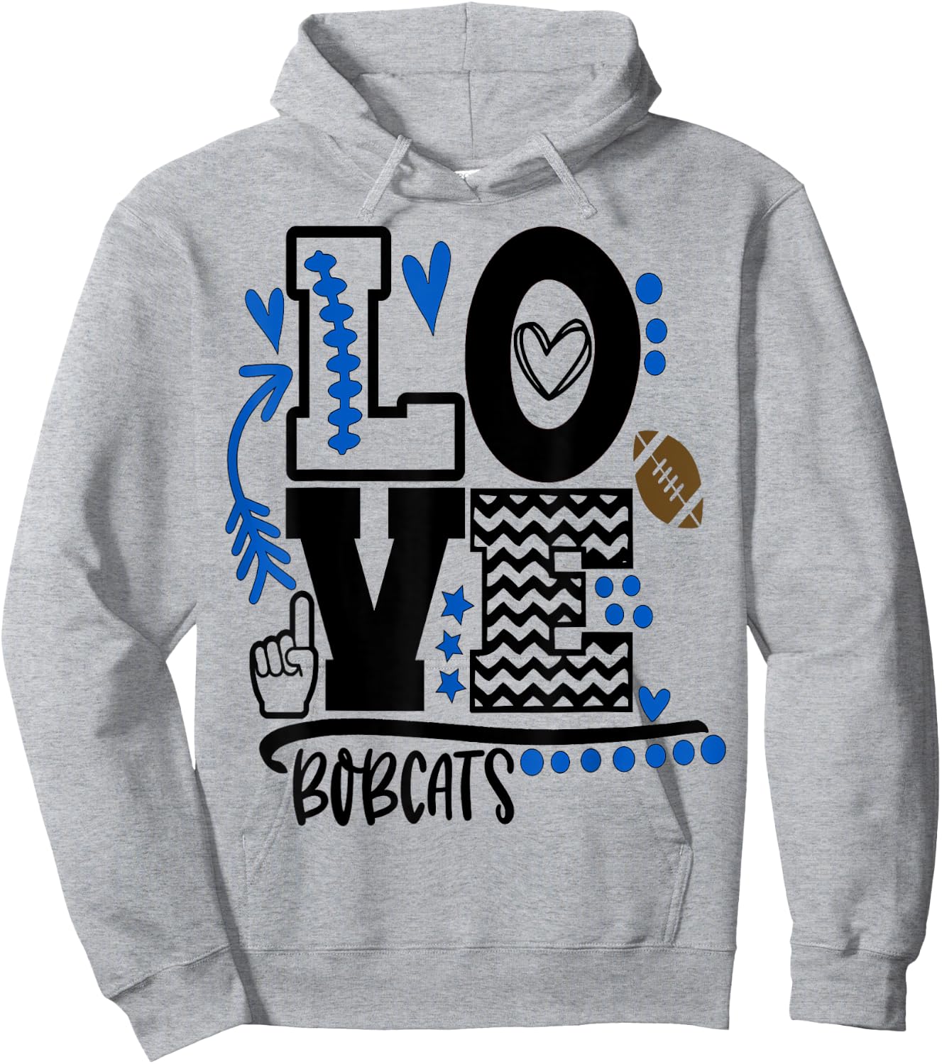 Football, bobcats, shirt, cats, mom, school spirit, t shirt Hoodie - Hoodie | Ash