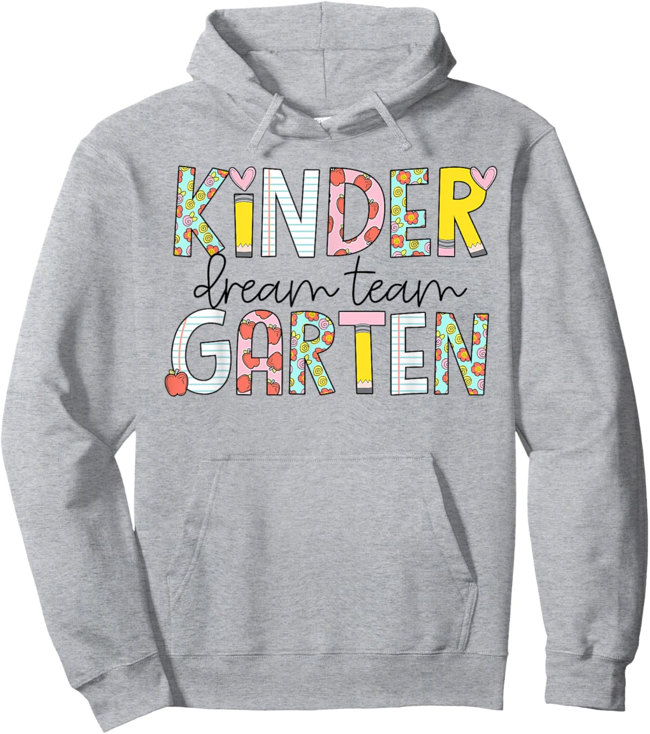 Retro Kindergarten Dream Team Groovy Teacher Back to School Hoodie - Hoodie | Ash
