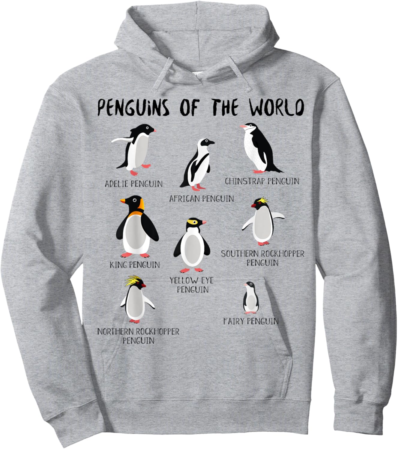 Penguin Animals Education for Kids Youth Teen Boys and Girls Hoodie - Hoodie | Ash