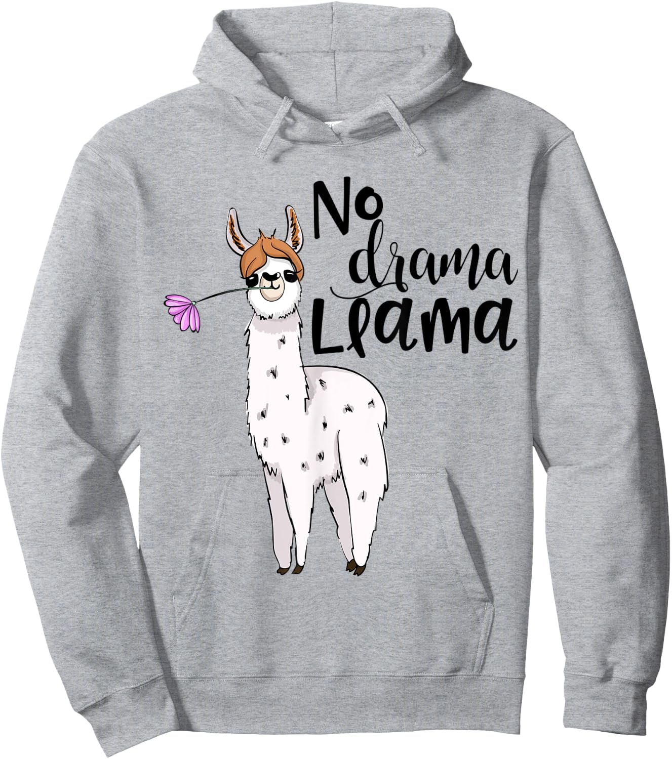 Drama Llama Cute Funny Llama with Flower Design Hoodie - Hoodie | Ash