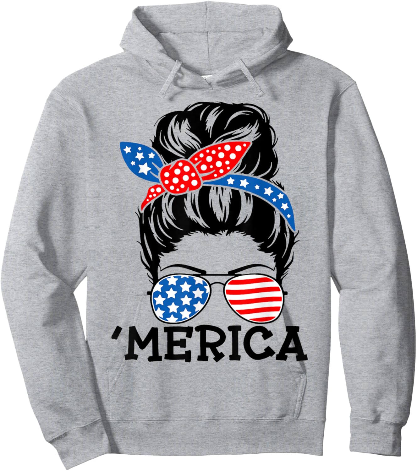 'Merica Messy Bun American Messy Bun 4th of July Messy Bun Hoodie - Hoodie | Ash