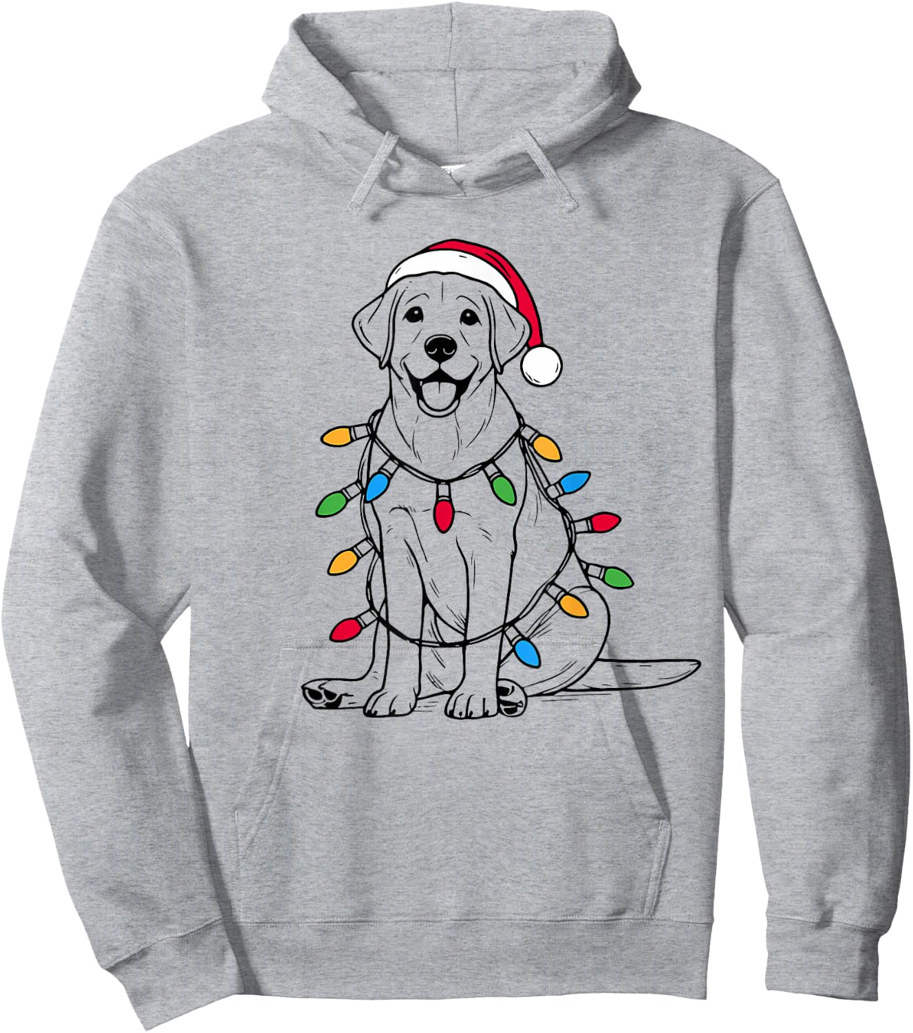 Retro Santa Labrador Retriever Christmas Lights Dog Lover Hoodie - Hoodie | Ash
