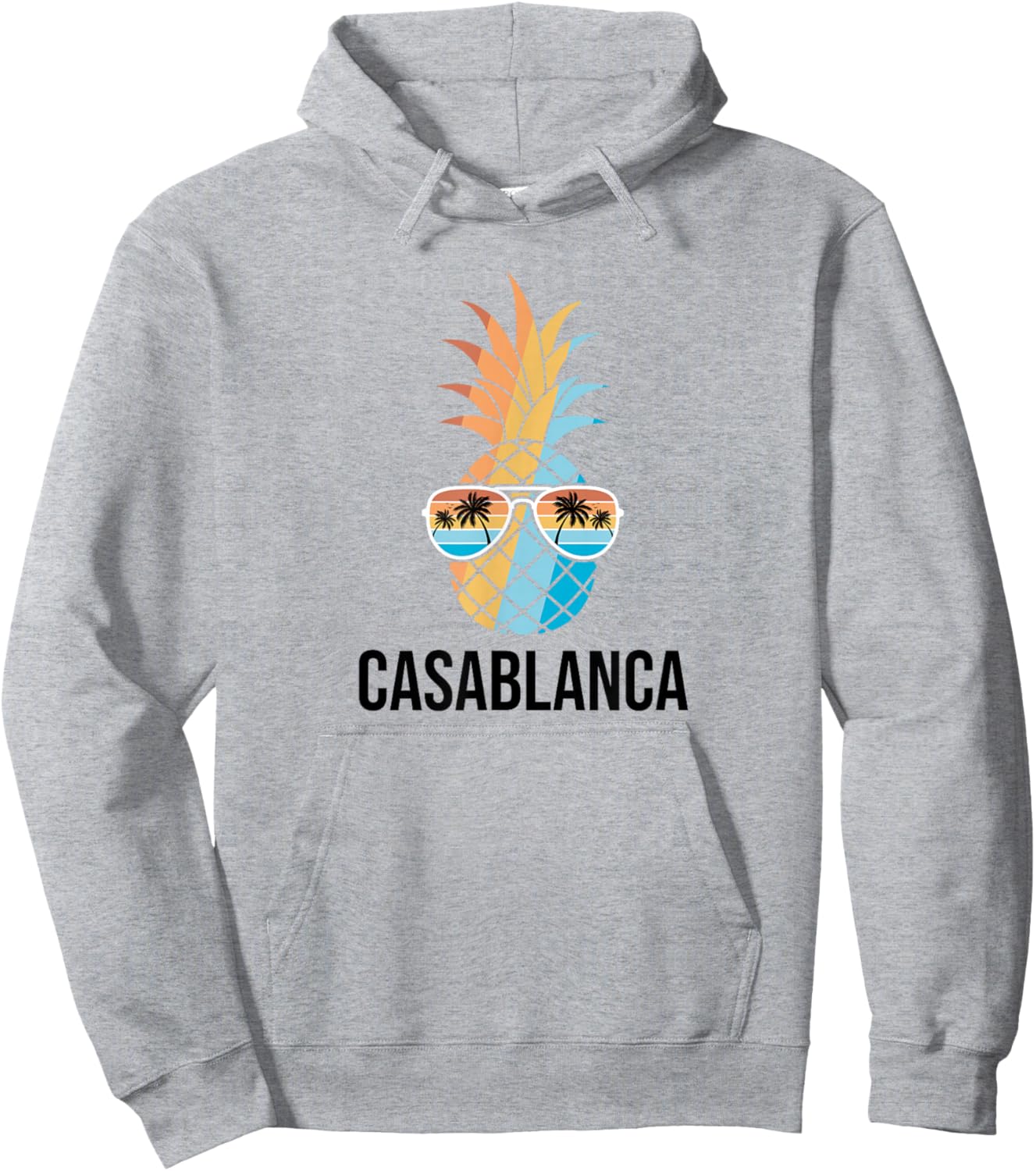 Casablanca Pineapple Sunglasses Holiday Vintage Souvenir Hoodie - Hoodie | Ash