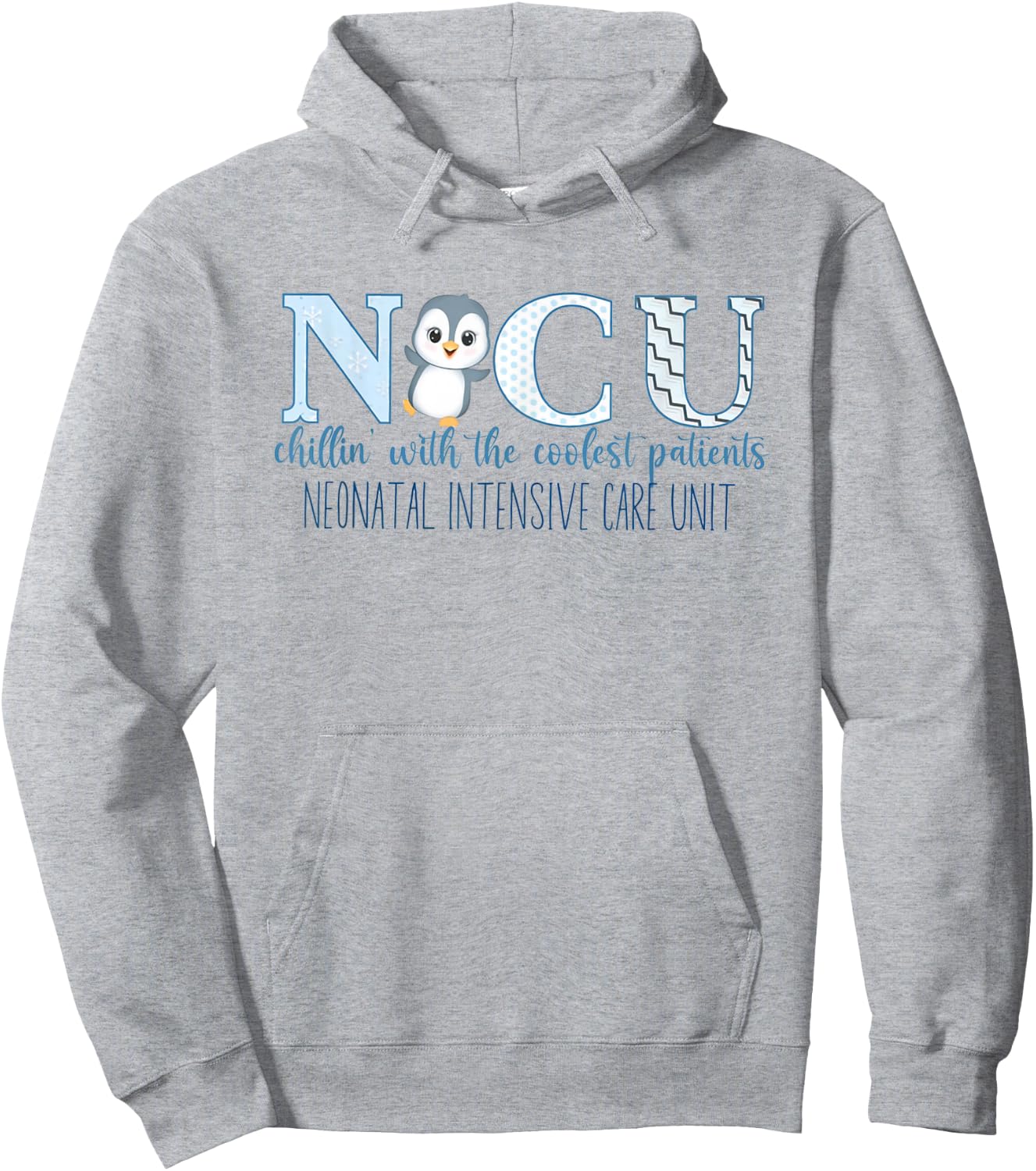 Winter NICU Nurse Cute Penguin Nurse NICU Holiday Christmas Hoodie - Hoodie | Ash