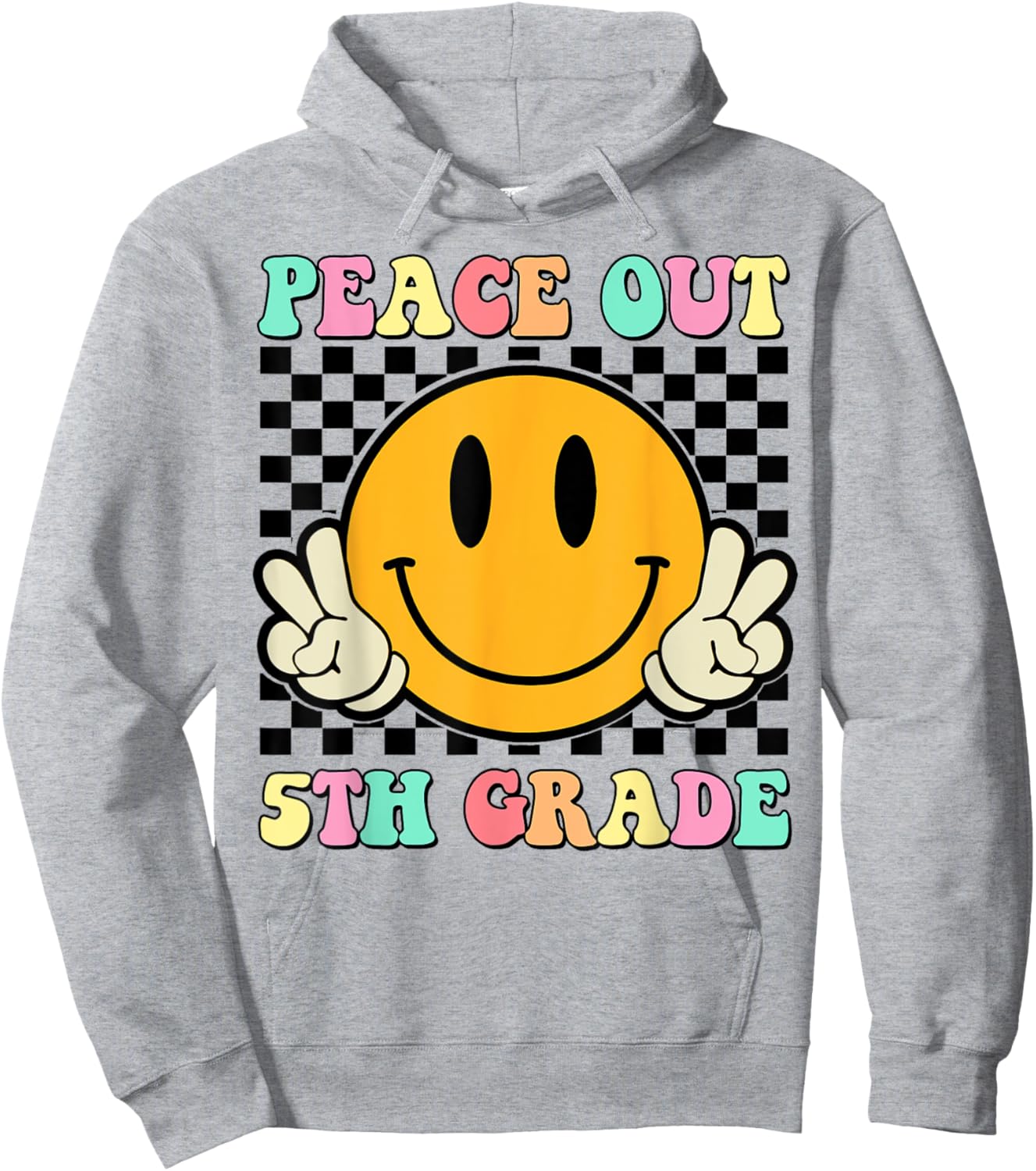 Peace Out 5th Grade Teacher Retro Smile Last Day Of School Hoodie - Hoodie | Ash