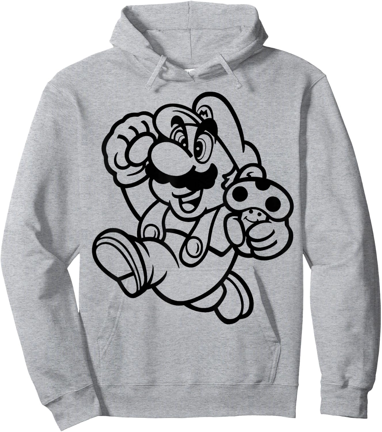 Super Mario Black & White Running Drawing Hoodie - Hoodie | Ash